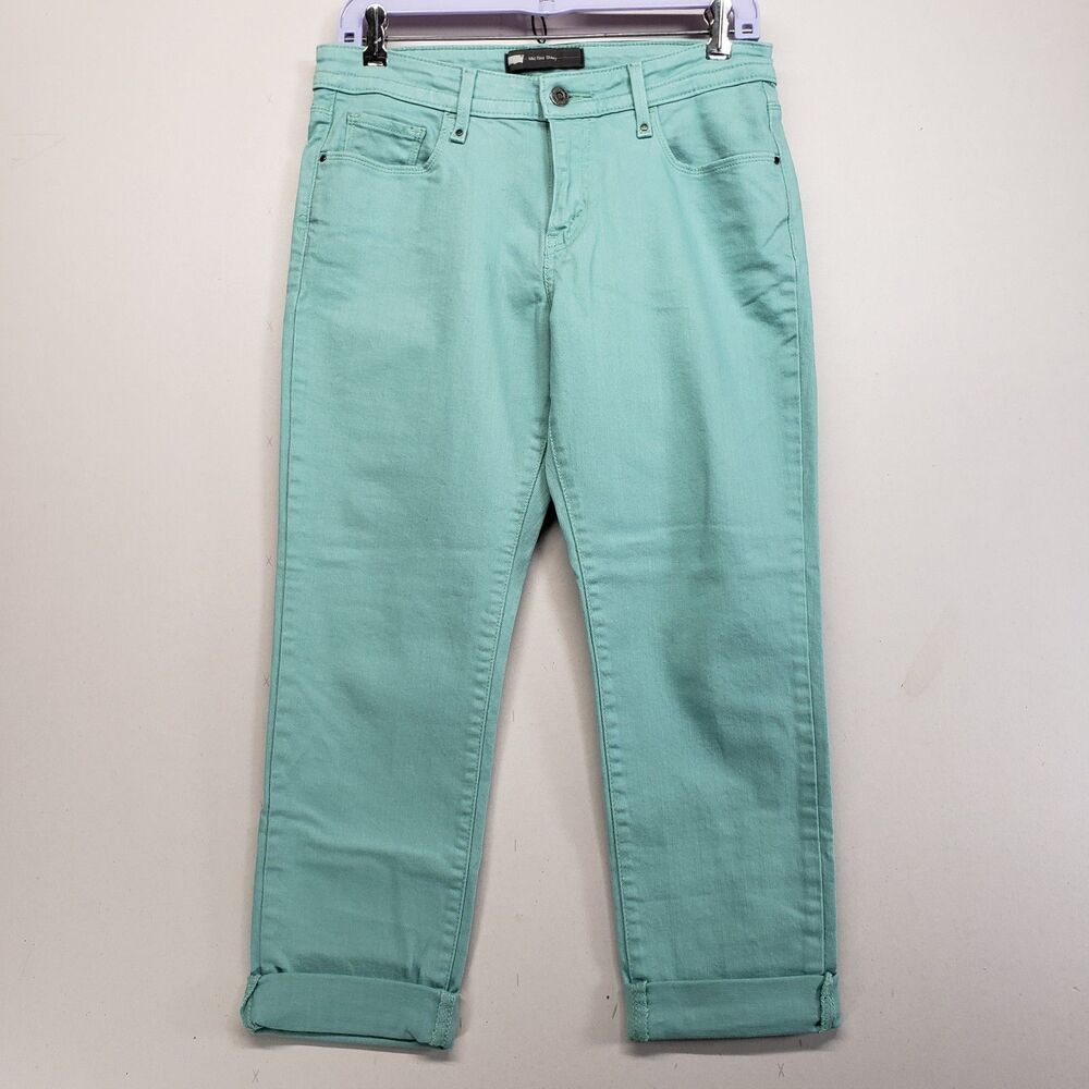 Levi's Womens 8 Skinny Capris Teal Green 29W Mid Rise Summer Cropped Jeans
